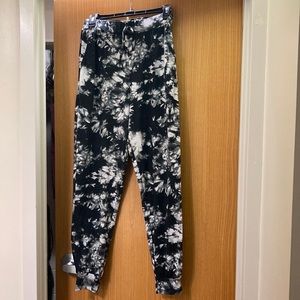 Cuffed Black and White Tie-Dyed Joggers
